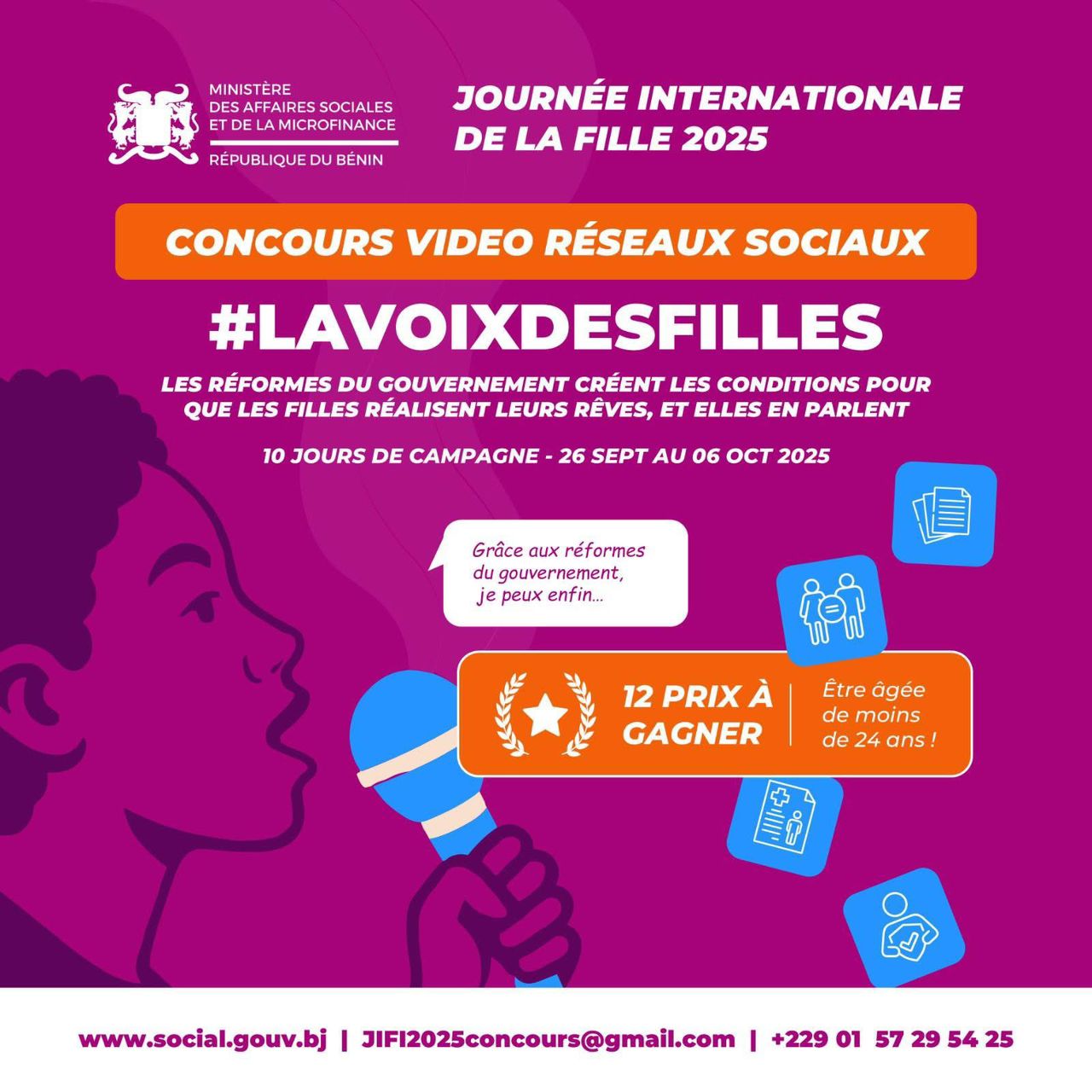 Lire la suite à propos de l’article Journée Internationale de la Fille 2025 : le Ministère des Affaires Sociales et de la Microfinance lance le challenge « La Voix des Filles »