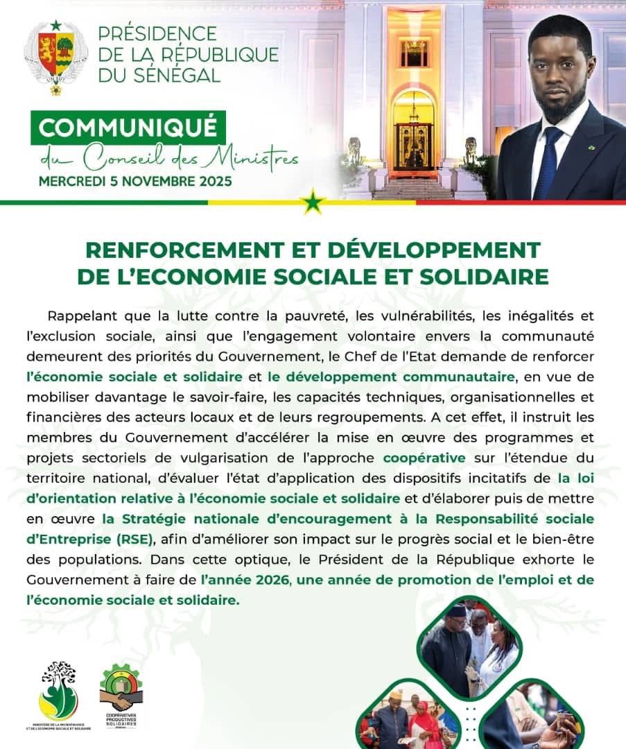 Lire la suite à propos de l’article Le Sénégal renforce sa stratégie nationale en faveur de l’Économie Sociale et Solidaire